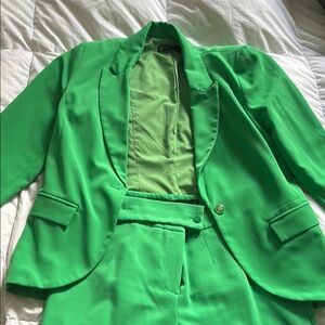 New York & Company Green Blazer Tailored Suit Jacket & Pants